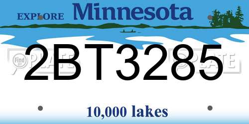 2BT3285 Minnesota License Plate
