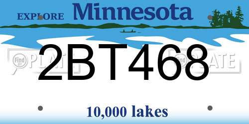2BT468 Minnesota License Plate
