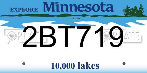 2BT719 Minnesota License Plate