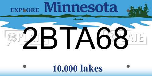 2BTA68 Minnesota License Plate