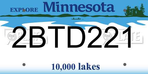 2BTD221 Minnesota License Plate