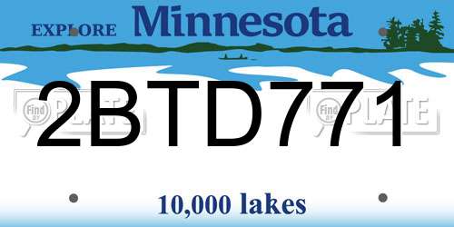 2BTD771 Minnesota License Plate
