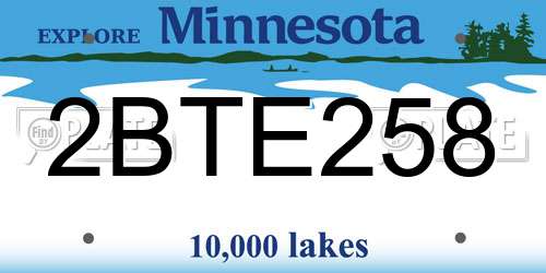 2BTE258 Minnesota License Plate