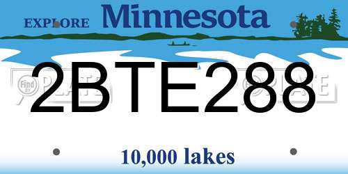 2BTE288 Minnesota License Plate