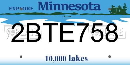 2BTE758 Minnesota License Plate