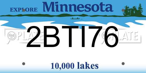 2BTI76 Minnesota License Plate