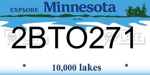 2BTO271 Minnesota License Plate