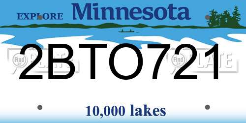 2BTO721 Minnesota License Plate
