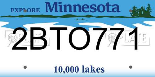 2BTO771 Minnesota License Plate