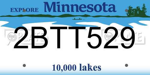 2BTT529 Minnesota License Plate