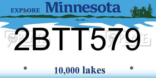 2BTT579 Minnesota License Plate