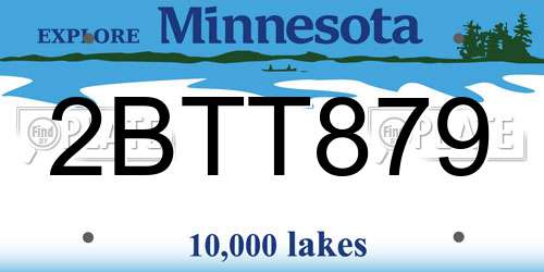 2BTT879 Minnesota License Plate