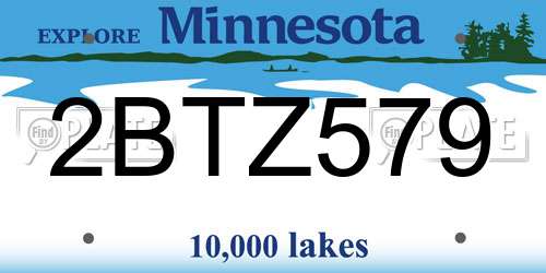 2BTZ579 Minnesota License Plate