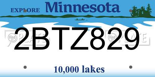 2BTZ829 Minnesota License Plate