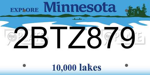 2BTZ879 Minnesota License Plate