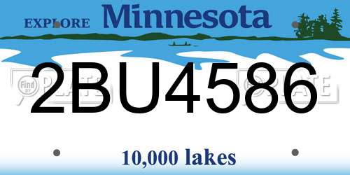 2BU4586 Minnesota License Plate