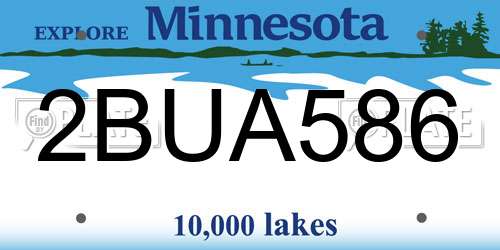 2BUA586 Minnesota License Plate
