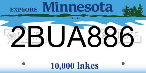 2BUA886 Minnesota License Plate