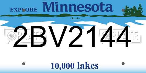 2BV2144 Minnesota License Plate