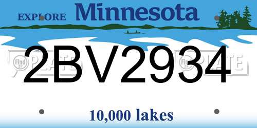 2BV2934 Minnesota License Plate