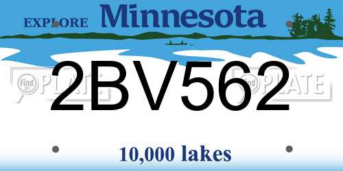 2BV562 Minnesota License Plate