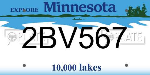 2BV567 Minnesota License Plate