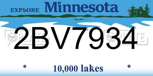 2BV7934 Minnesota License Plate