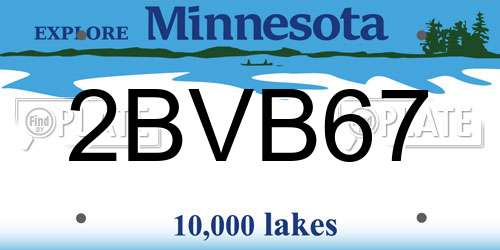 2BVB67 Minnesota License Plate