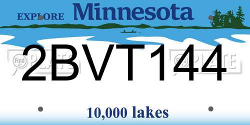 2BVT144 Minnesota License Plate