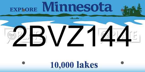 2BVZ144 Minnesota License Plate
