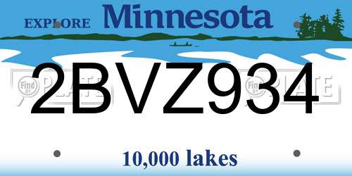 2BVZ934 Minnesota License Plate