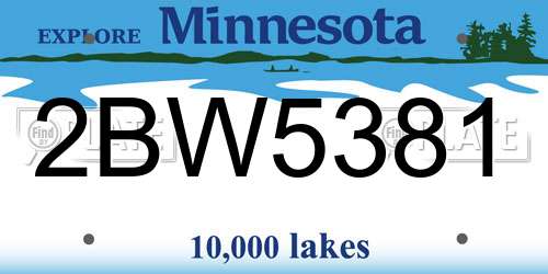 2BW5381 Minnesota License Plate