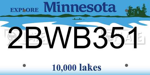 2BWB351 Minnesota License Plate