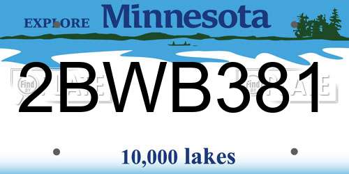 2BWB381 Minnesota License Plate
