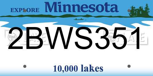 2BWS351 Minnesota License Plate
