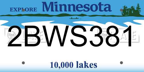 2BWS381 Minnesota License Plate