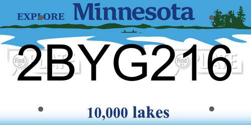 2BYG216 Minnesota License Plate