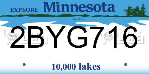 2BYG716 Minnesota License Plate