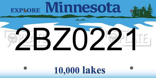 2BZ0221 Minnesota License Plate