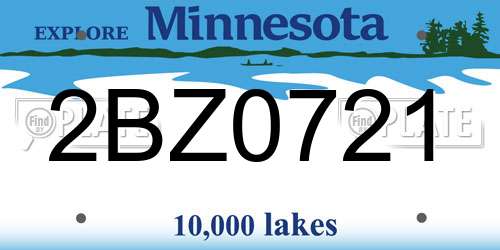 2BZ0721 Minnesota License Plate