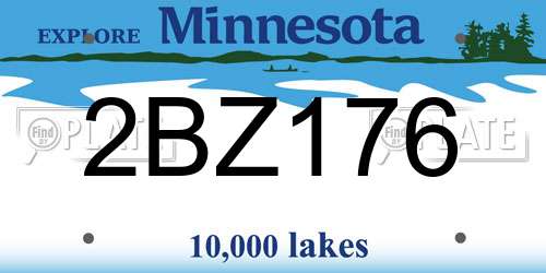 2BZ176 Minnesota License Plate