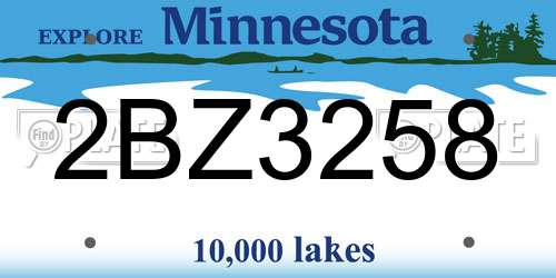 2BZ3258 Minnesota License Plate