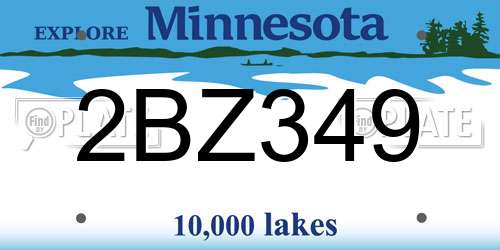 2BZ349 Minnesota License Plate