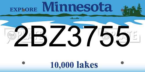 2BZ3755 Minnesota License Plate