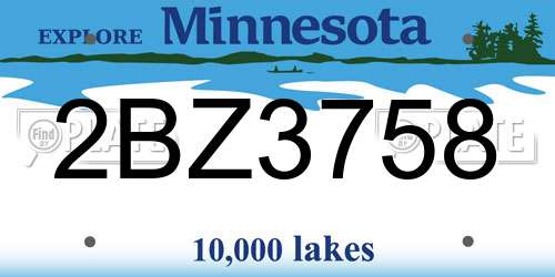 2BZ3758 Minnesota License Plate