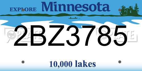 2BZ3785 Minnesota License Plate