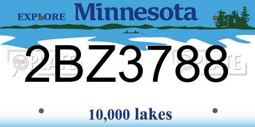 2BZ3788 Minnesota License Plate