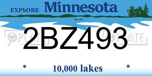 2BZ493 Minnesota License Plate