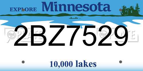 2BZ7529 Minnesota License Plate