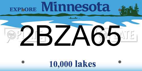 2BZA65 Minnesota License Plate
